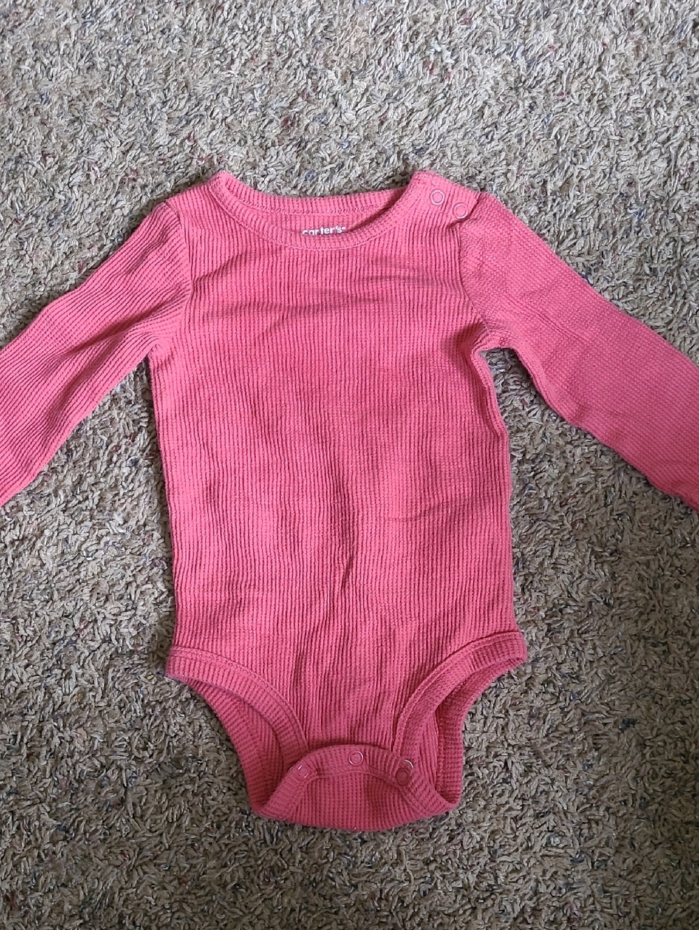 Carter's Red Ribbed Long-Sleeve Baby One-Piece